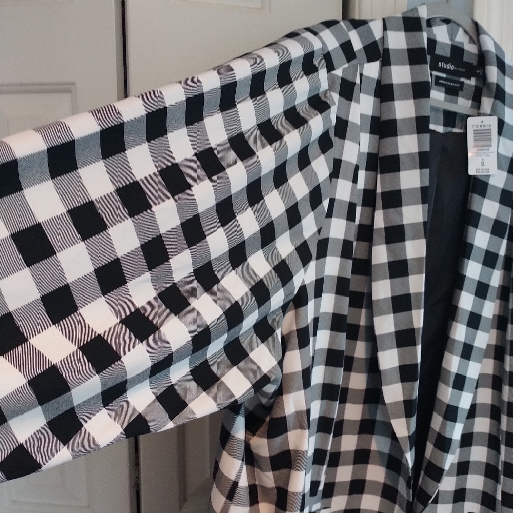 TORRID Studio Crepe Classic Shawl Collar Blazer Retro Gingham Torrid 6X US 30 - Picture 10 of 13